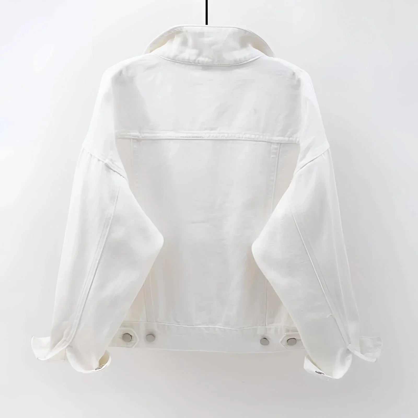 Women's White Denim Jacket Lightweight - Fashinoza