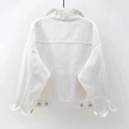 Women's White Denim Jacket Lightweight - Fashinoza