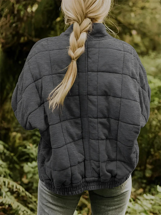Women's Quilted Jacket Lightweight Insulated Forest Green - Fashinoza