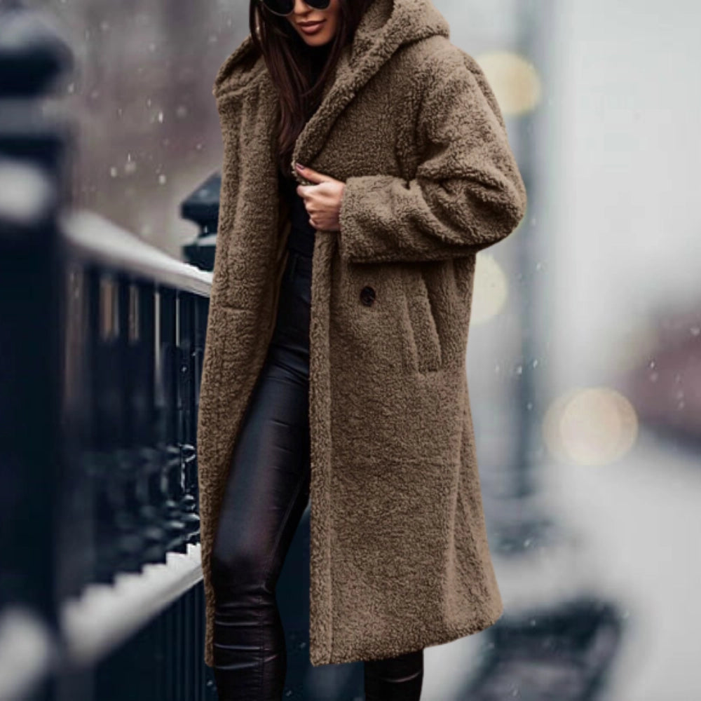 Women's Oversized Faux Sheepskin Coat Blue
