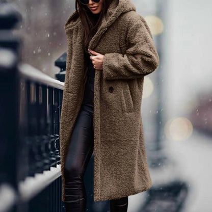 Women's Oversized Faux Sheepskin Coat Blue