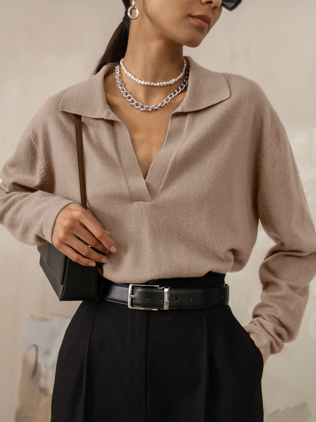 Women's V-Neck Sweater - 
Fashinoza