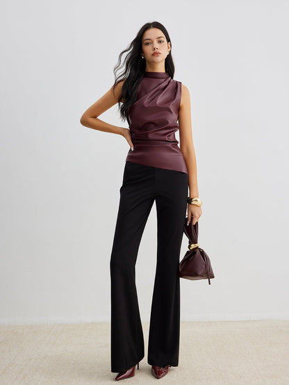 Women's Sleeveless High Neck Gathered Waist
