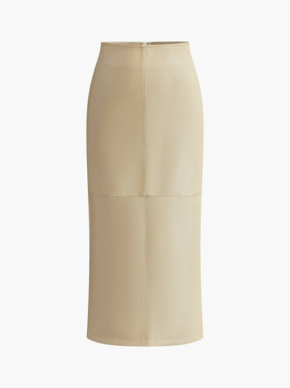 Women's High Waist Midi Skirt Back Zip Closure