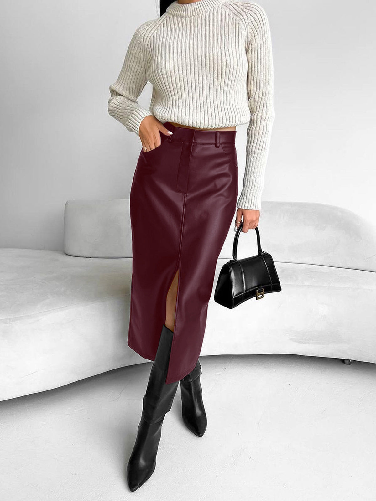 Jasmine | Women’s Spring Elegant Slit Midi Skirt