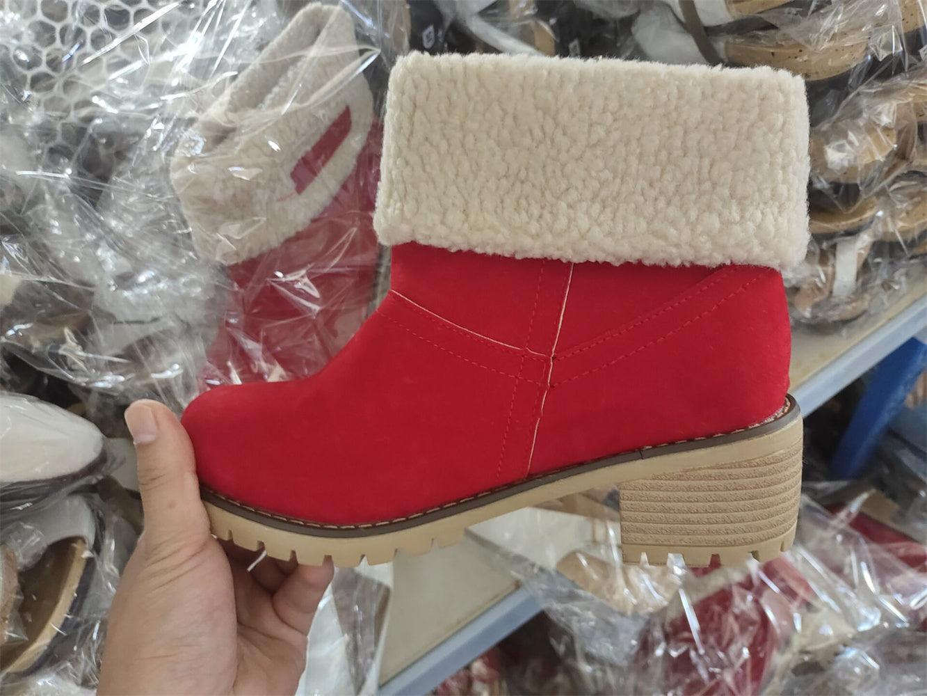 Women's Ankle Boots Rolled Collar Block Heel