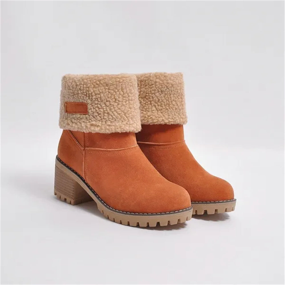 Women's Ankle Boots Rolled Collar Block Heel