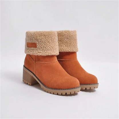 Women's Ankle Boots Rolled Collar Block Heel