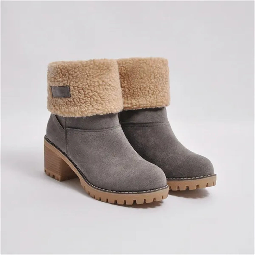Women's Ankle Boots Rolled Collar Block Heel