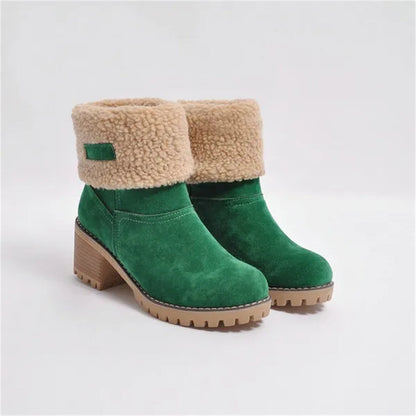 Women's Ankle Boots Rolled Collar Block Heel