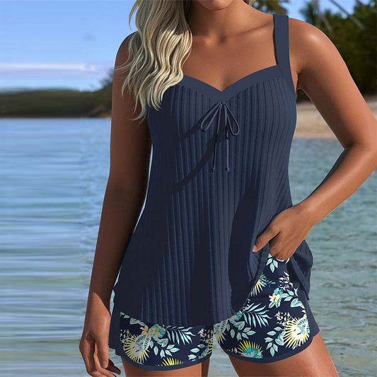 Women's Tummy Control Tankini Swimsuit Striped - Fashinoza