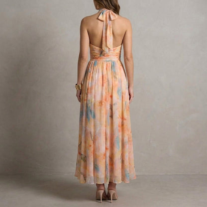 Ariellea Women's Halter Neck Maxi Dress Chiffon