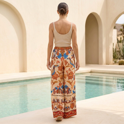 Women's Wide Leg High Waist Pants Flowing Boho Style
