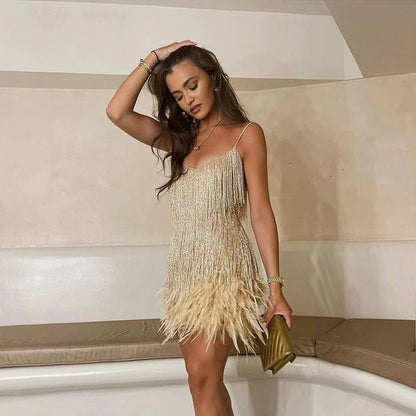 Women's Feather Mini Dress Glamorous