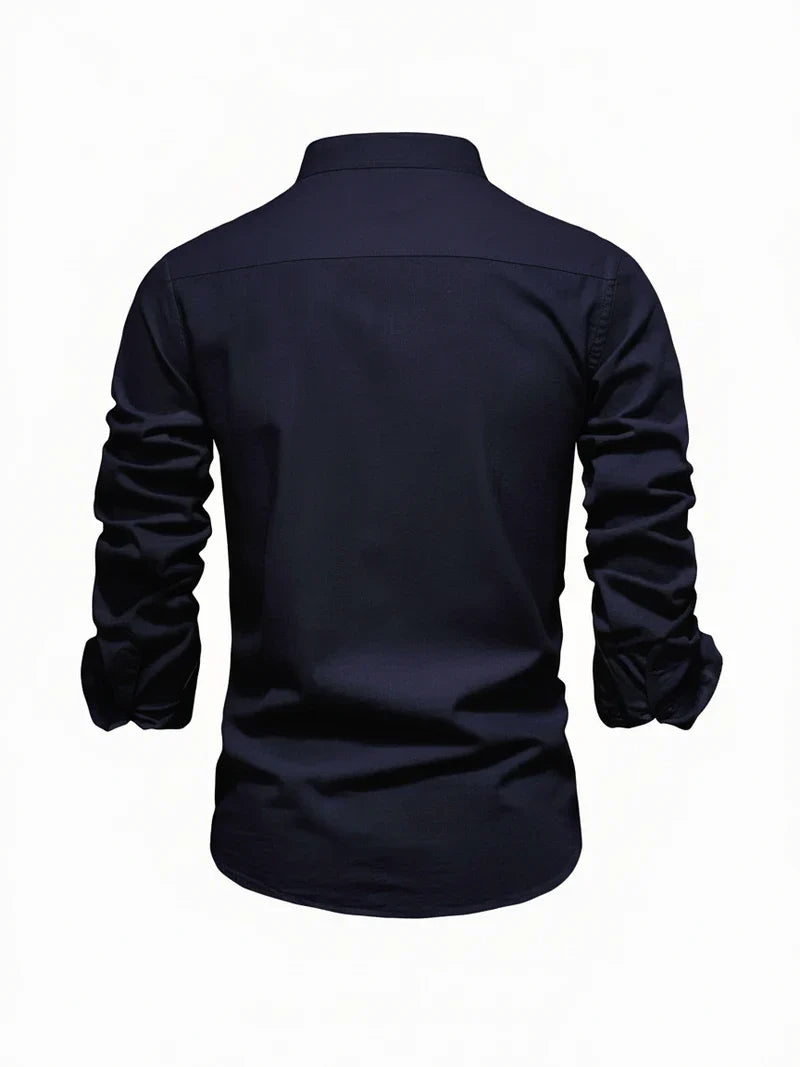 Men's Band Collar Casual Shirt