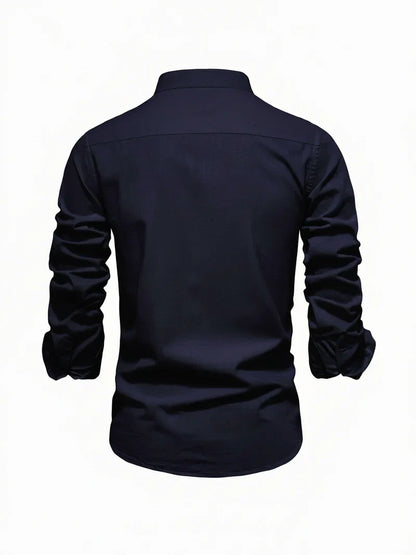 Men's Band Collar Casual Shirt