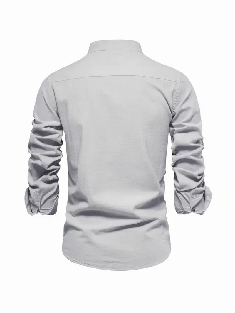 Men's Band Collar Casual Shirt