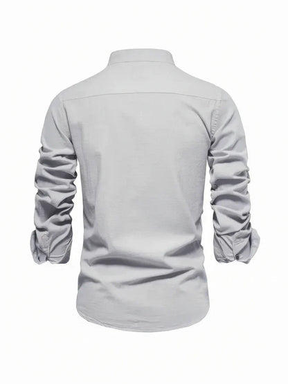 Men's Band Collar Casual Shirt