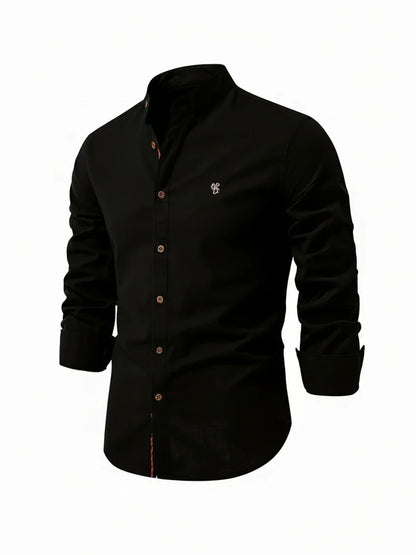 Men's Band Collar Casual Shirt
