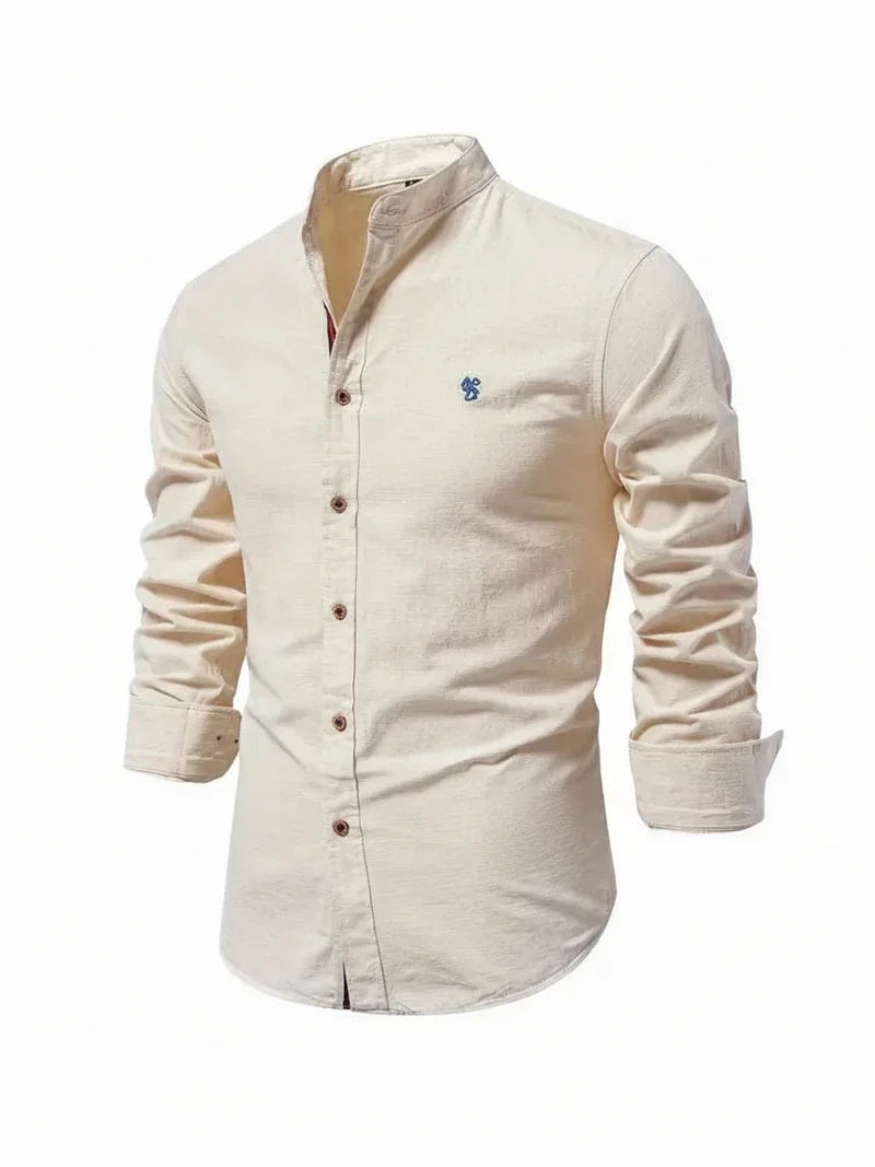 Men's Band Collar Casual Shirt