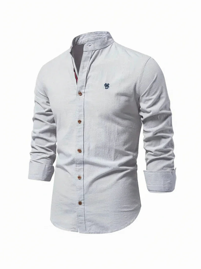 Men's Band Collar Casual Shirt