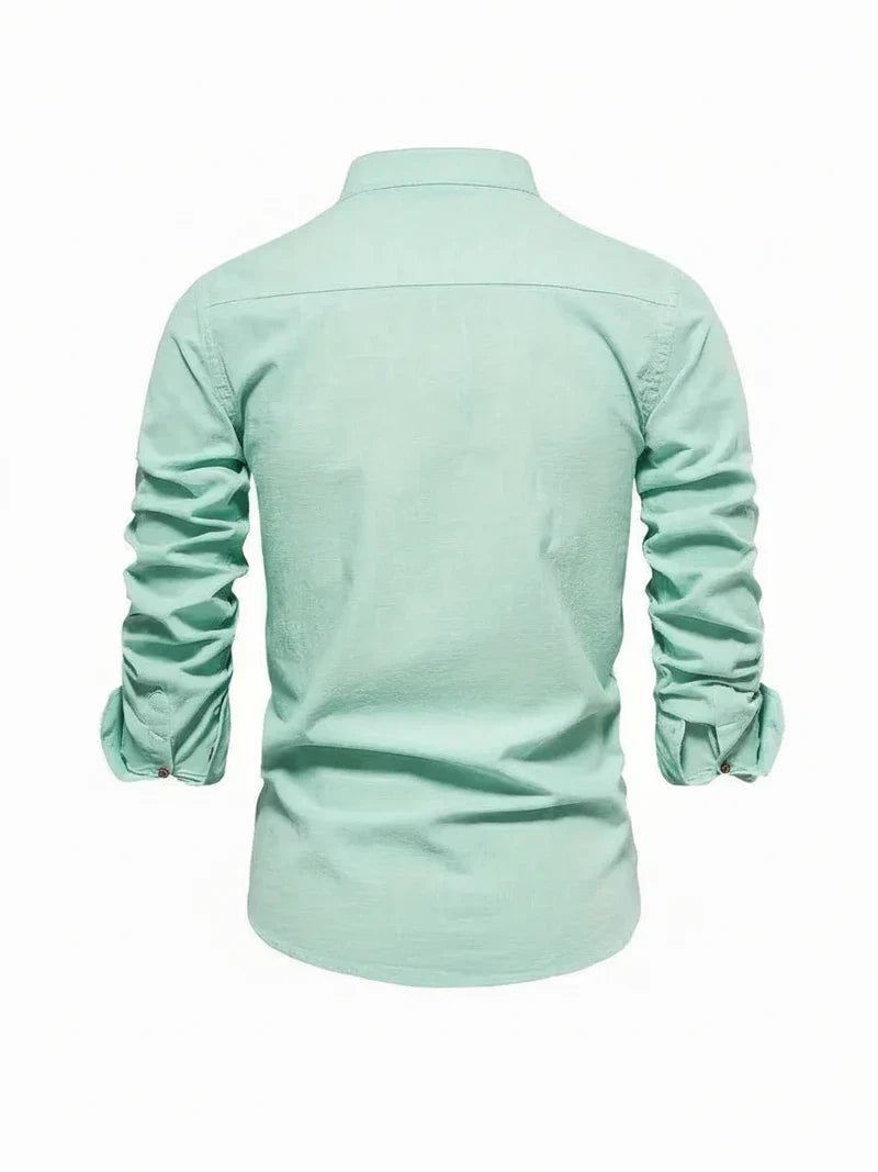 Men's Band Collar Casual Shirt