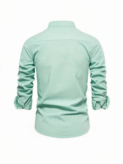Men's Band Collar Casual Shirt