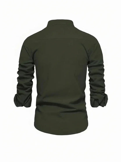 Men's Band Collar Casual Shirt