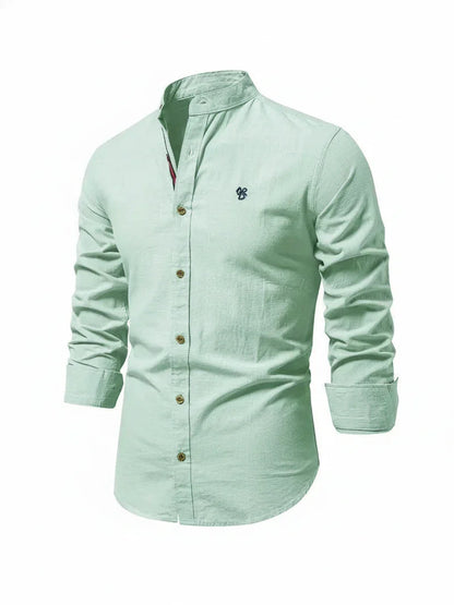 Men's Band Collar Casual Shirt