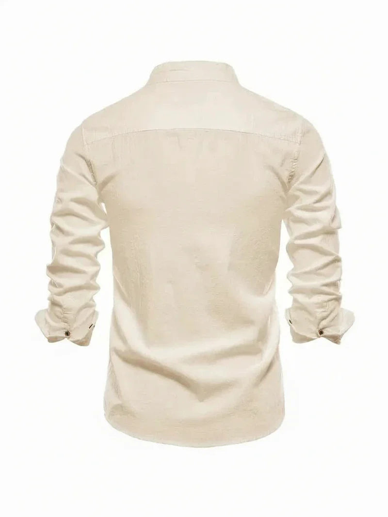 Men's Band Collar Casual Shirt