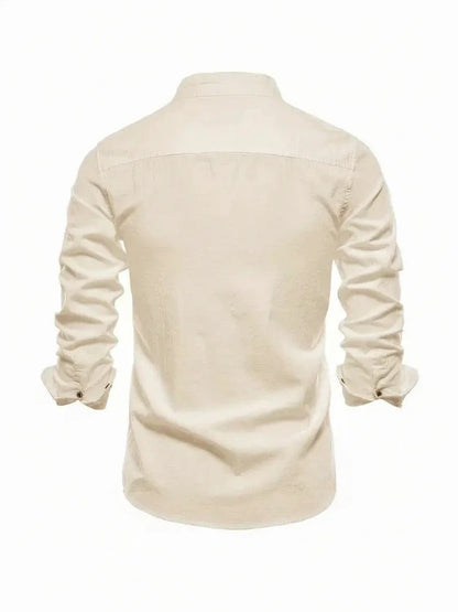 Men's Band Collar Casual Shirt