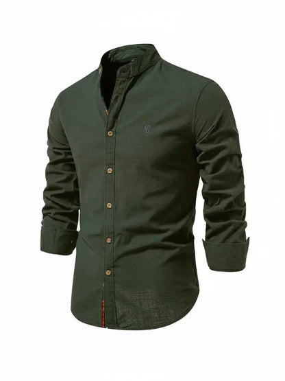Men's Band Collar Casual Shirt