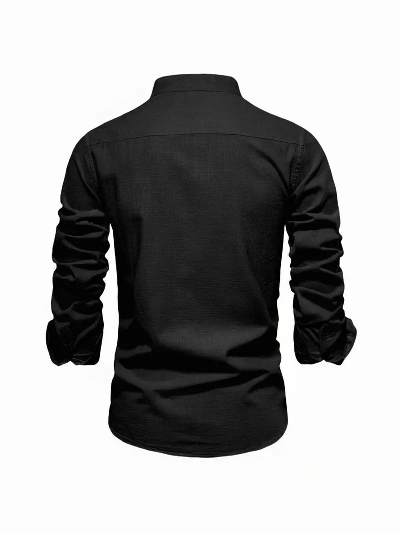 Men's Band Collar Casual Shirt