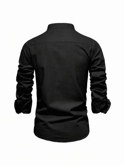 Men's Band Collar Casual Shirt