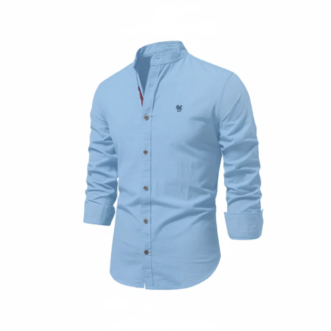 Men's Band Collar Casual Shirt