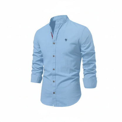 Men's Band Collar Casual Shirt