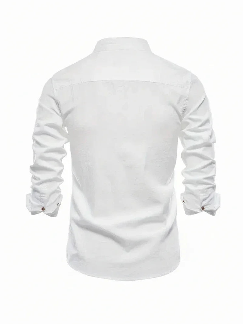 Men's Band Collar Casual Shirt