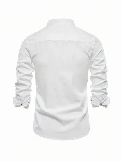 Men's Band Collar Casual Shirt