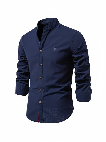 Men's Band Collar Casual Shirt