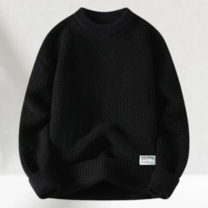 Men's Crew Neck Knitted Sweater Comfortable Ribbed Hem - Fashinoza