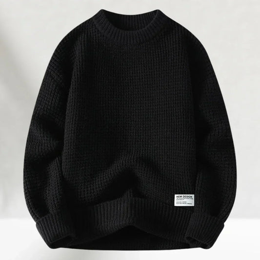 Men's Crew Neck Knitted Sweater Comfortable Ribbed Hem - Fashinoza