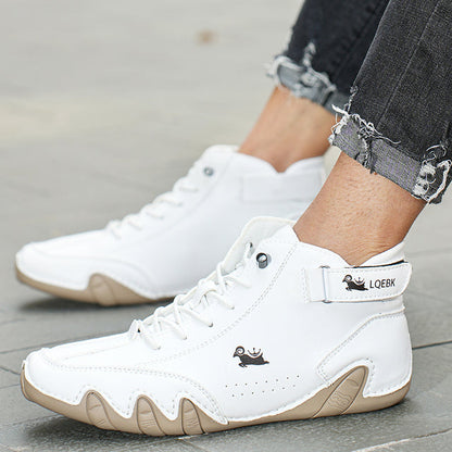 Men's Waterproof Artificial Leather Casual Shoes Hook and Loop High Top Loafers