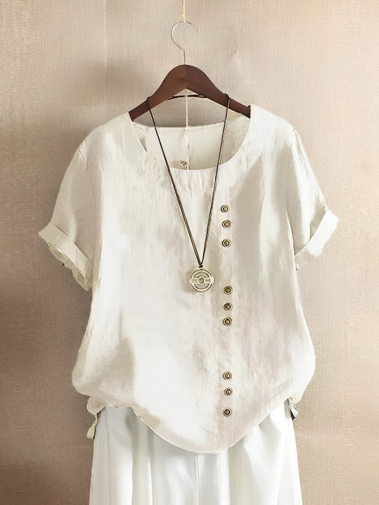 Women's Cotton Linen Short Sleeve - 
Fashinoza