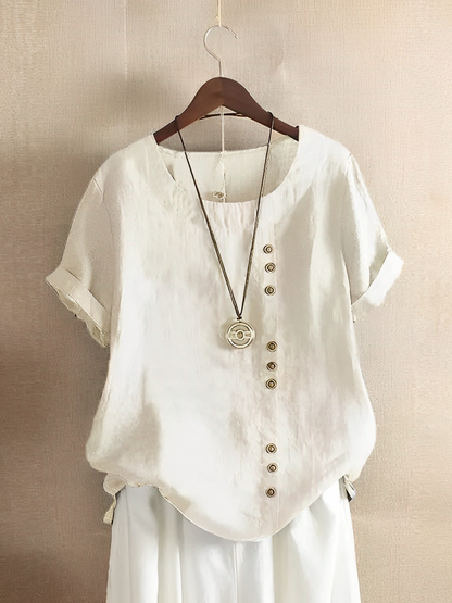 Women's Cotton Linen Short Sleeve - 
Fashinoza