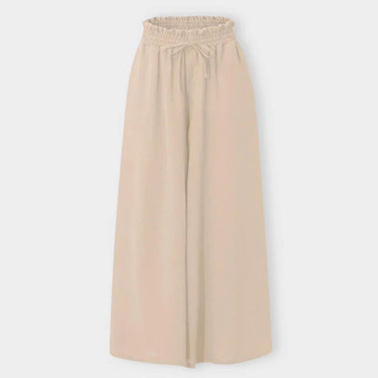 Women's High Waist Smocked Pants Wide Leg Drawstring