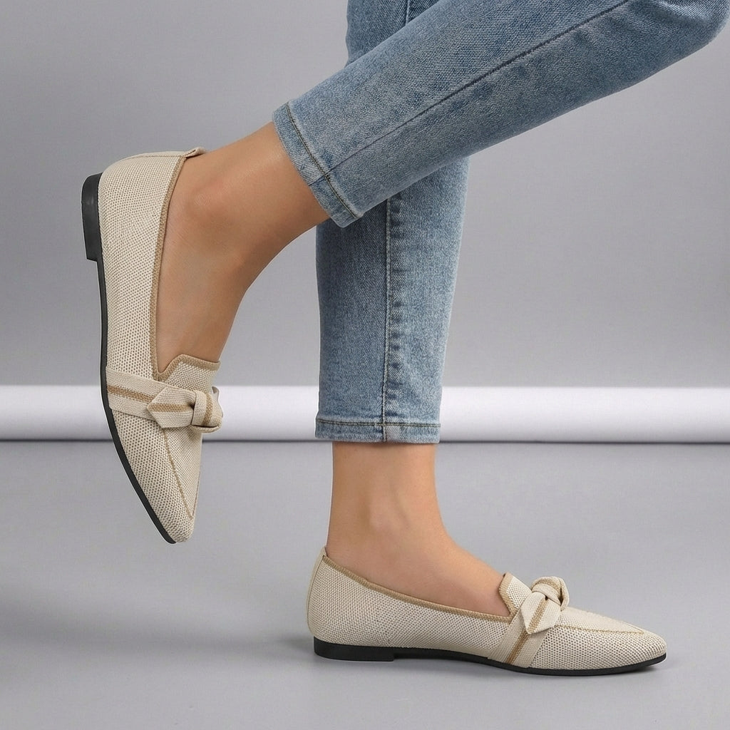 Women's Knitted Slip-On Loafers Pointed Toe - 
Fashinoza