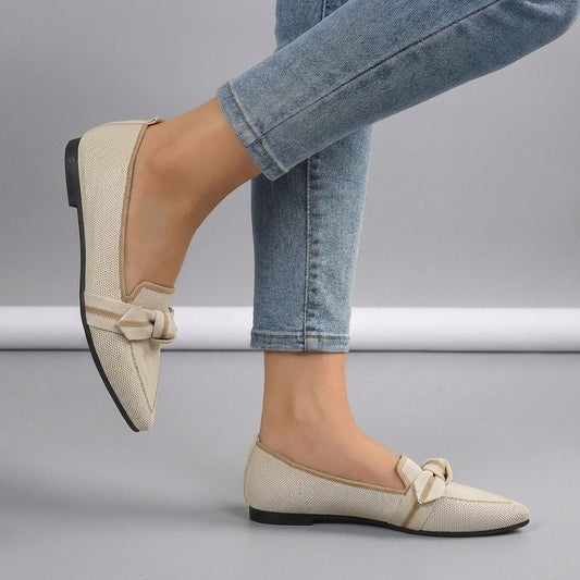Women's Knitted Slip-On Loafers Pointed Toe - 
Fashinoza