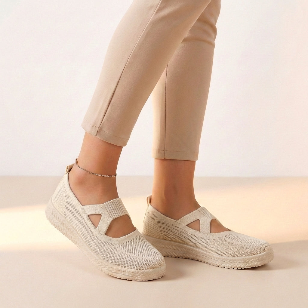 Women's Slip-On Sneakers Breathable Knit Cushioned Platform - 
Fashinoza