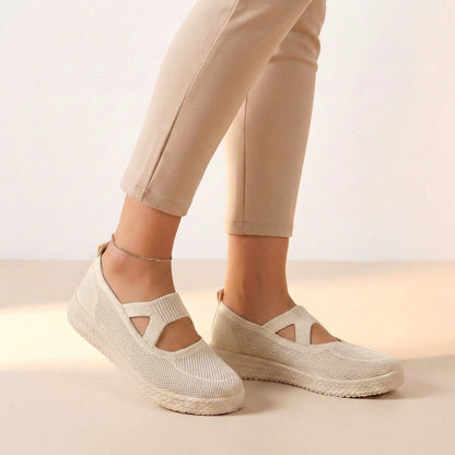Women's Slip-On Sneakers Breathable Knit Cushioned Platform - 
Fashinoza