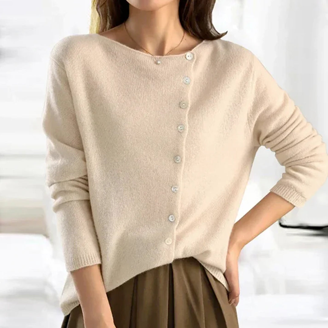 Jodi | Women Spring Asymmetric Button Sweater
